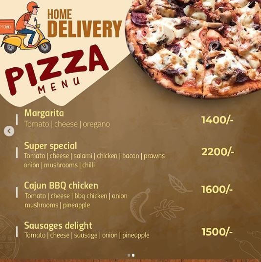 MoMo Pizza Menu for home delivery