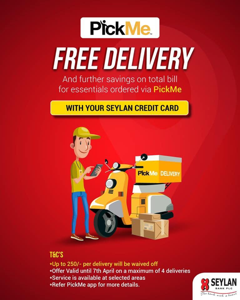 PickMe Free Delivery with Seylan Credit Card