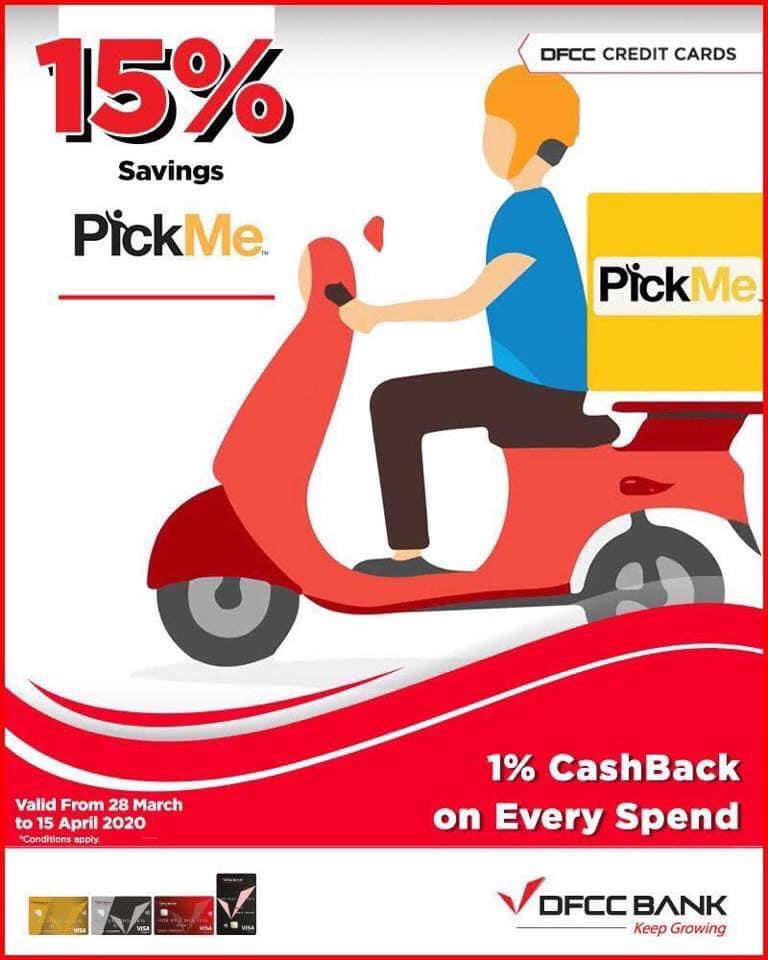PickMe 15% Off Savings with DFCC Credit Card